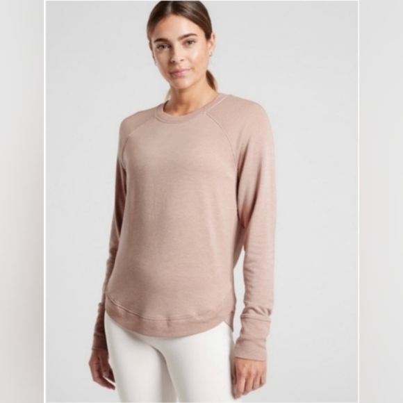 Athleta Mindset Pullover Sweatshirt, Color Mocha Latte Size SP - Picture 1 of 15
